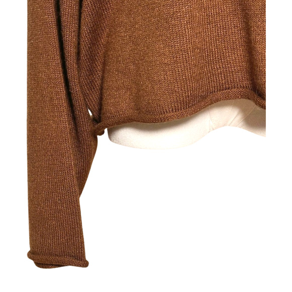 Things Between Caramel Brown Roll Neck Dolman Sleeve Wool Blend Sweater Medium - Picture 6 of 8